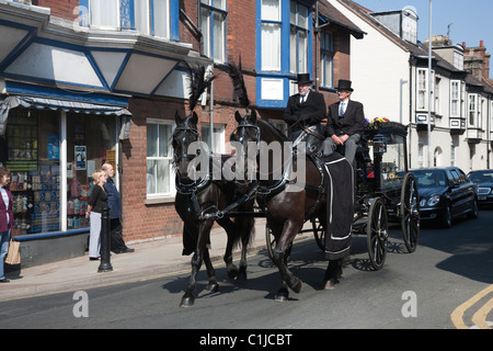 Cromer Beerdigung Pferd gezogenen Leichenwagen Stockfoto