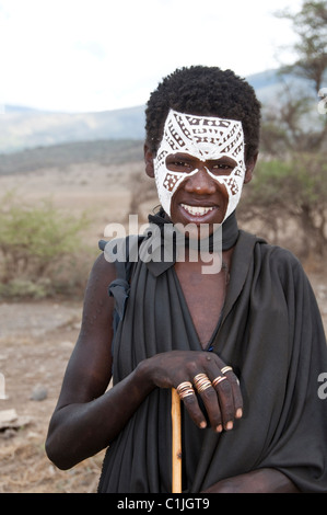 Männliche Krieger aus Masai Stockfoto