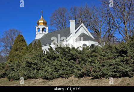 Russische orthodoxe Kirche, Setauket, Long Island, NY Stockfoto