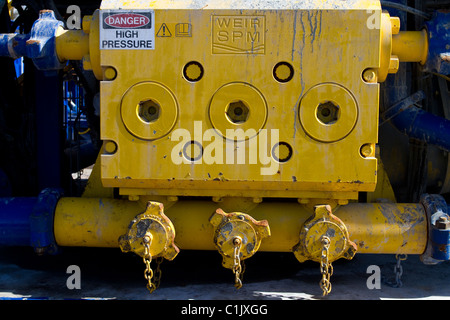 Cuadrilla Ressourcen Hochdruck Bohrgeräte bei Shale Gas bohren Ort, Presse Hall Farm, Singleton, Blackpool, Lancashire, Großbritannien Stockfoto