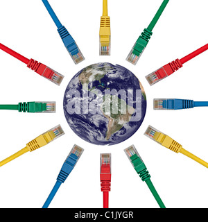 Netzwerk-Anschlussstecker auf der westlichen Hemisphäre der Erde - Americas Stockfoto