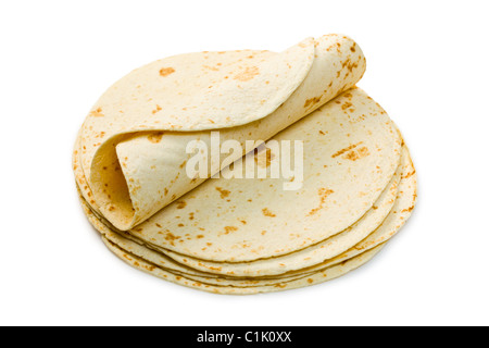 Weizen-Tortillas auf weißem Hintergrund