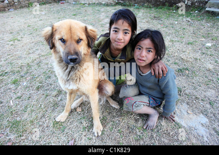 Nepalesische Kinder in Nepal Himalaya Stockfoto