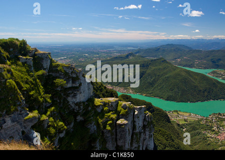 Blick vom Monte Generoso auf Lugano und den See in der Schweiz Stockfoto