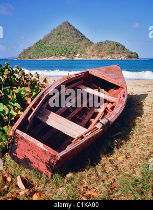 Insel Grenada, Carriacou, lokalen Boot vor Petit Martinique Insel Stockfoto