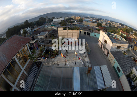 Weitwinkel-Luftbild von Huehuetenango, Huehuetenango Abteilung, Guatemala Stockfoto