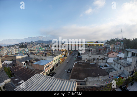 Weitwinkel-Luftbild von Huehuetenango, Huehuetenango Abteilung, Guatemala Stockfoto