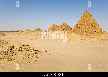 Sudan hohe Nubien Provinz Ash Shamaliya Wüste Baiyuda (Ost-Sahara) Nuri Ausgrabungsstätte Pyramiden als Gräber für Stockfoto