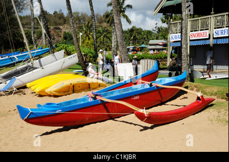 Outrigger Rentals Kalapaki Beach Marriott Kauai Hawaii Nawilwili Bay Stockfoto