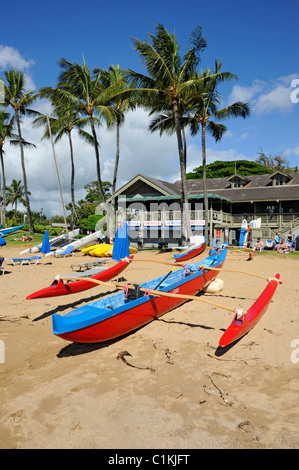 Outrigger Rentals Kalapaki Beach Marriott Kauai Hawaii Nawilwili Bay Stockfoto