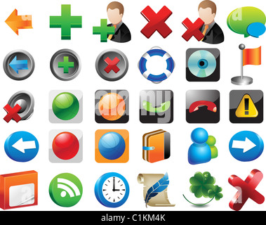 Collage aus verschiedenen grafischen Symbole isoliert auf weißem Hintergrund Stockfoto