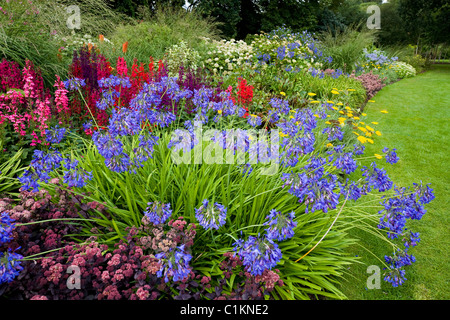 Kräuter gemischt Grenze / grenzt an Blumen / Blume.  Wisley Gärten, Surrey. VEREINIGTES KÖNIGREICH. Stockfoto