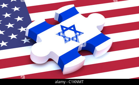 Jigsaw Puzzle Stück Amerika amerikanische Flagge Israel Jigsaw Puzzle Usa Stockfoto