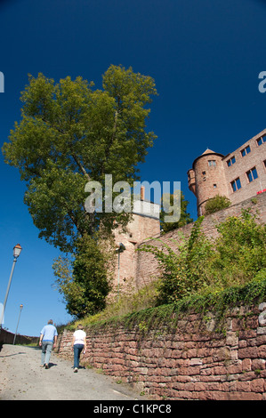 Deutschland, Franken, Wertheim. Wanderweg zur Ruine Hohenburg Burg aus dem 12. Jahrhundert. Stockfoto