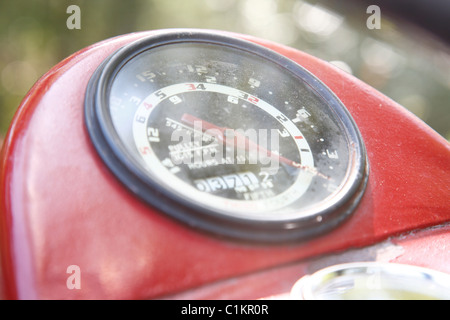 Nahaufnahme des Messgeräts auf Motorrad, Houston, Texas, USA Stockfoto