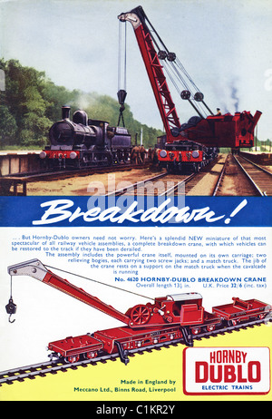 Ursprüngliche Anzeige in 1950er Jahren junge Hobby Magazin für HORNBY DUBLO Modelleisenbahnen Stockfoto