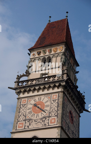 Deutschland, Bayern, Passau. 14. Jahrhundert gotische alte Rathaus Uhrturm.