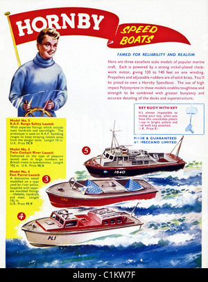 Original Werbung in 1960er Jahren junge Hobby Magazin für HORNBY SCHNELLBOOTE von MECCANO gemacht Stockfoto