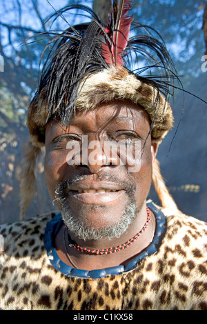 Südafrika-Kwazulu-Natal Provinz Simunye Zulu-Dorf wo die Besucher in der Zulu Art Chief Biyela untergebracht werden können Stockfoto