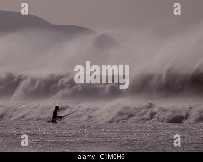 Surfer Mortehoe, Nord-Devon, UK Stockfoto