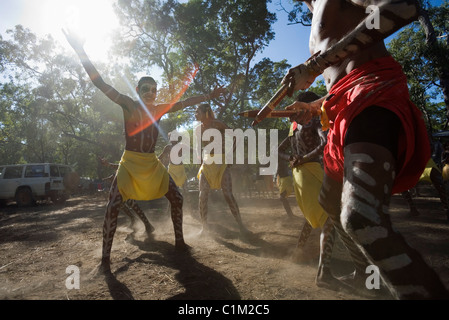 Einheimische Tänzer beim Laura Aboriginal Dance Festival. Laura, Queensland, Australien Stockfoto