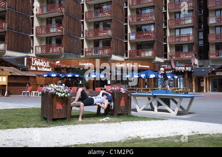 Dorf von Belle-Plagne in La Plagne, französischen Alpen im Sommer Stockfoto