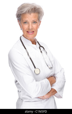 Voll isoliert Porträt einer schönen leitender Arzt Stockfoto