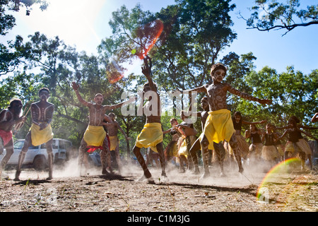 Einheimische Tänzer.  Laura Aboriginal Dance Festival, Laura, Queensland, Australien Stockfoto