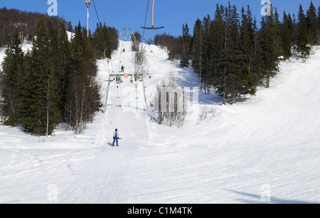 Tottliften Schlepplift im Skiort Åre (Are), Schweden Stockfoto