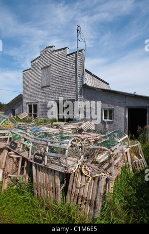 Alte Fischerhütte in der Nähe von Percé, Quebec, Kanada. Stockfoto