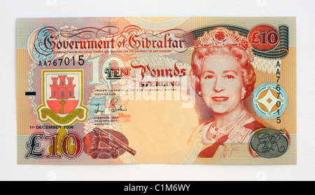 Gibraltar 10 zehn Pfund Banknote. Stockfoto