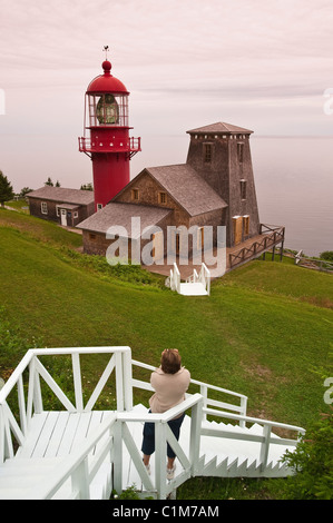 Pointe à la Renommee Leuchtturm Guglielmo Marconi richten Sie die erste maritime Radiostation in Nordamerika, Quebec, Kanada. Stockfoto