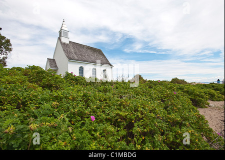 Kapelle am Strand, Port au Persil, Quebec, Kanada. Stockfoto