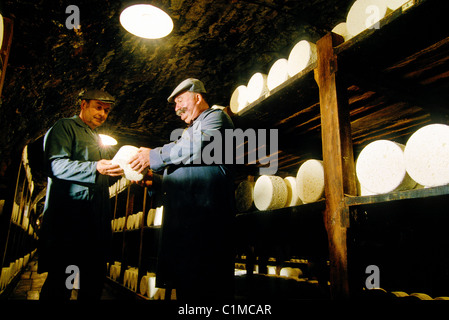 Frankreich, Aveyron, Societe Roquefort Unternehmen ließen sich in Höhlen Roquefort (AOC) Stockfoto