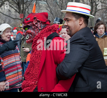 Frühlingsfest, bösen Geist von Le Nain Rouge aus Detroit zu verbannen Stockfoto