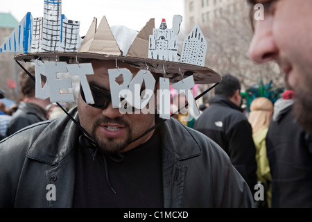 Frühlingsfest, bösen Geist von Le Nain Rouge aus Detroit zu verbannen Stockfoto