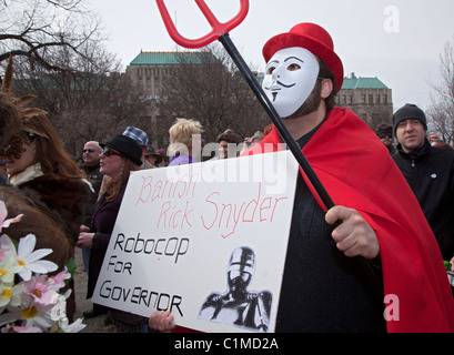 Frühlingsfest, bösen Geist von Le Nain Rouge aus Detroit zu verbannen Stockfoto