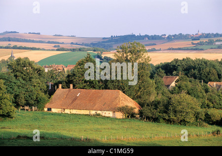 Frankreich, Yonne, Region La Puisaye, Dorf Treigny, traditionelle Scheune und Dorf von Perreuse Stockfoto