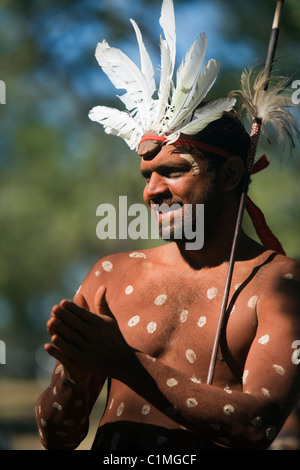 Einheimische Tänzer aus der Aurukun Aborigine-Gemeinde.  Laura, Queensland, Australien Stockfoto