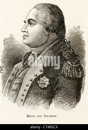 Alte Lithographie von Baron von Steuben, Generalmajor der Kontinentalarmee während des amerikanischen Unabhängigkeitskrieges Stockfoto