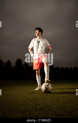 Fußballer mit koreanischen Nationalmannschaft Trikot in Chugju, Chungbuk, Korea Stockfoto