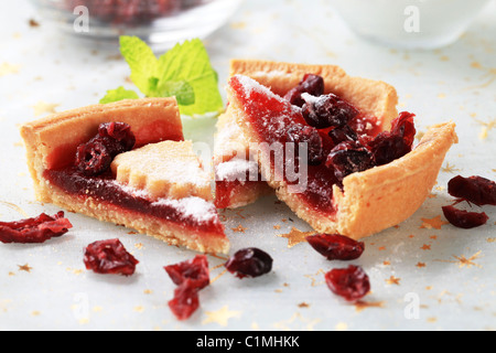 Scheiben von Gelee-Tarte mit getrockneten cranberries Stockfoto