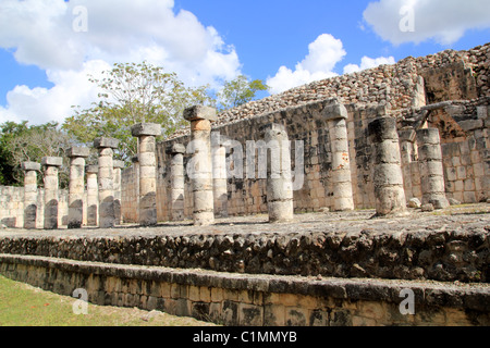 Maya-Chichen Itza Mexico Spalten Ruinen in Yucatan Zeilen Stockfoto