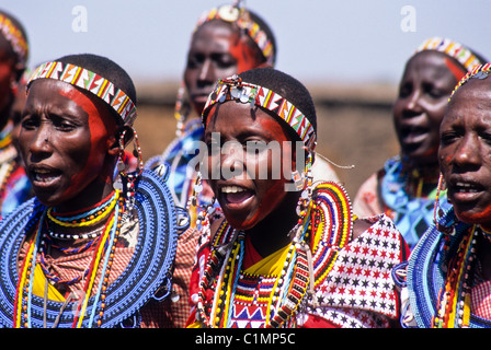 Massai Frauen singen, Masai Mara, Kenia Stockfoto