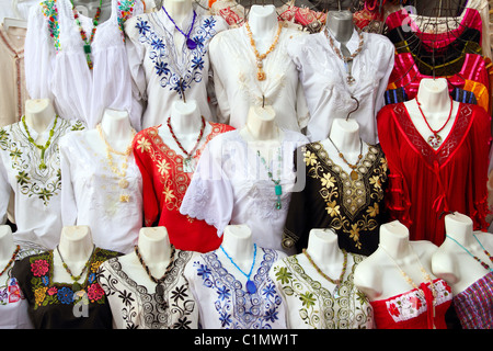 Maya-Frau Kleid Blumen Stickerei Yucatan Mexiko Stockfoto