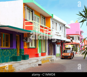 bunte Caribbean beherbergt tropische Farben Isla Mujeres, Mexiko Stockfoto