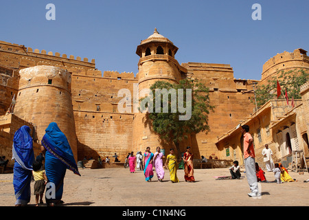 Indien, Rajasthan State, Jaisalmer, Zitadelle Eintrag Stockfoto