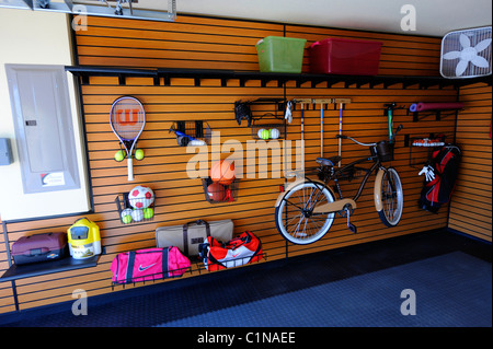 Organisierte Garage im Hause Neubau Tampa Florida Stockfoto