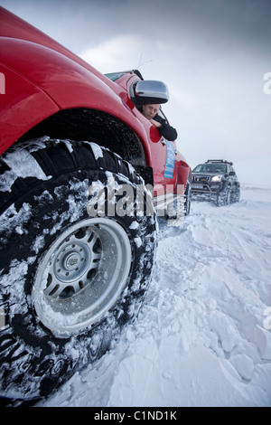 Jeep-Tour, Eiskappe Langjökull, Island Stockfoto