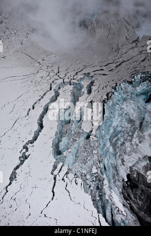 Risse im Gigjokull, Eyjafjallajökull Vulkan ausbricht, Island Frühjahr 2010 Stockfoto